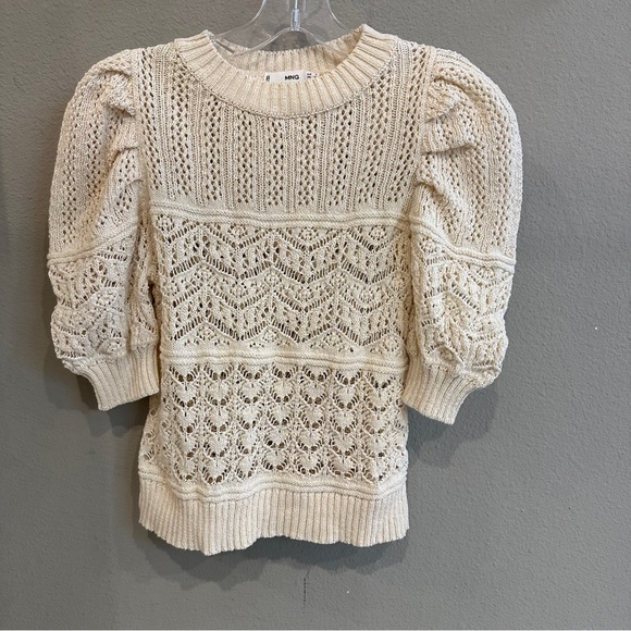 MANGO MNG | XS | cream openwork cotton sweater - Picture 1 of 7